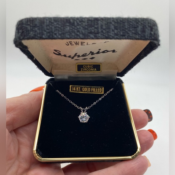 Cubic Zirconia 14kt Gold Filled Necklace by Jewels by Superior Original Box - Picture 4 of 9